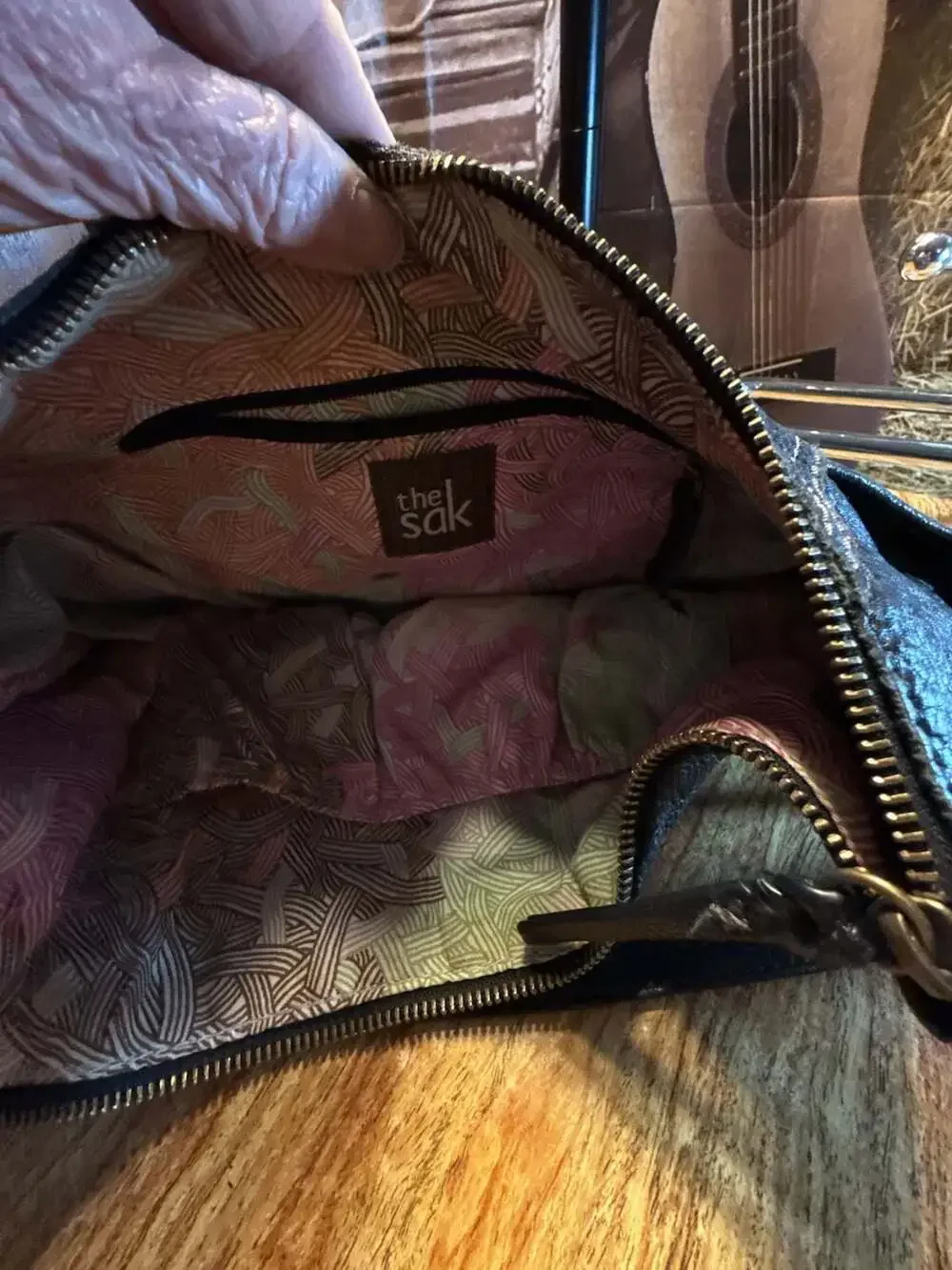 The Sak Black Pebbled Leather Shoulder Bag Hobo Purse